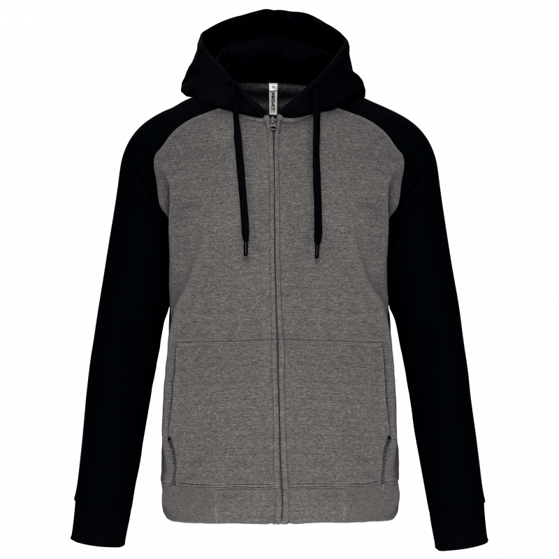 Veste molleton zippée capuche bicolore unisexe Veste molleton zippée capuche bicolore unisexe