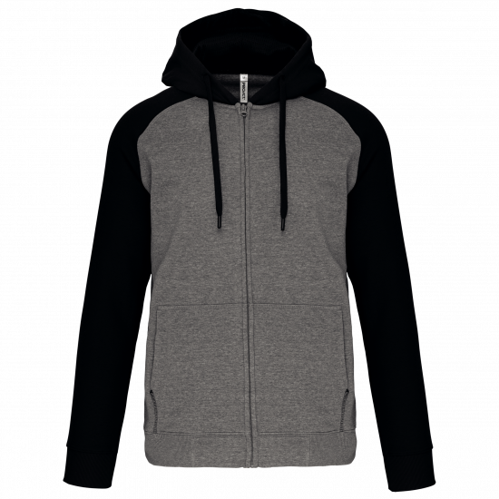 Veste molleton zippée capuche bicolore unisexe