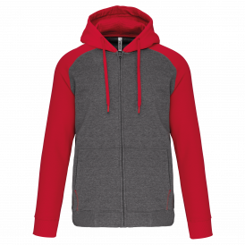 Veste molleton zippée capuche bicolore unisexe