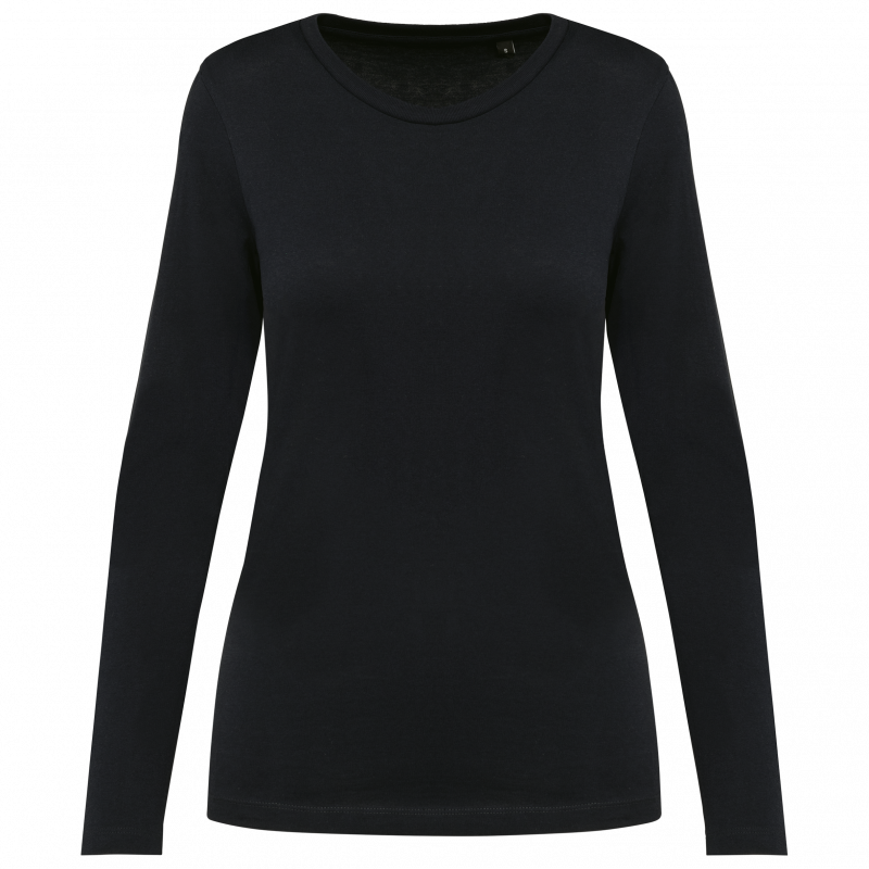 T-shirt à col rond en coton Supima manches longues femme