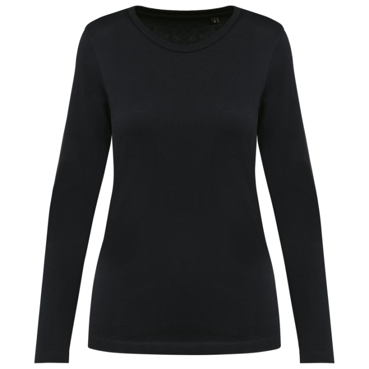 T-shirt à col rond en coton Supima manches longues femme