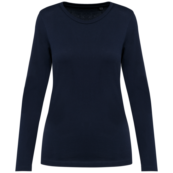 T-shirt à col rond en coton Supima manches longues femme