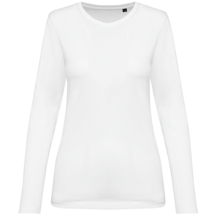 T-shirt à col rond en coton Supima manches longues femme