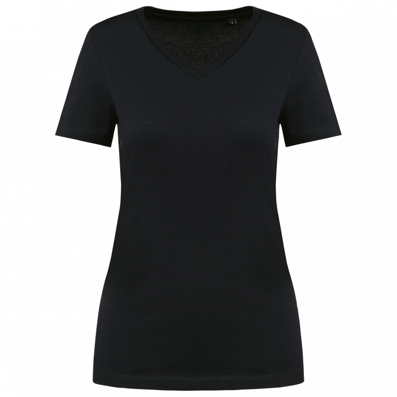T-shirt femme coton Supima col V manches courtes