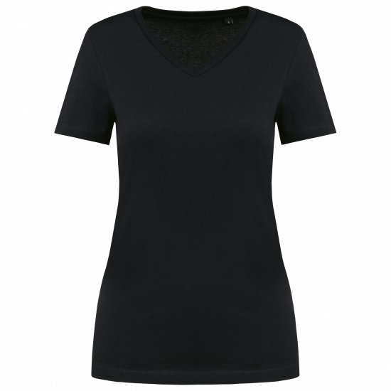 T-shirt femme coton Supima col V manches courtes