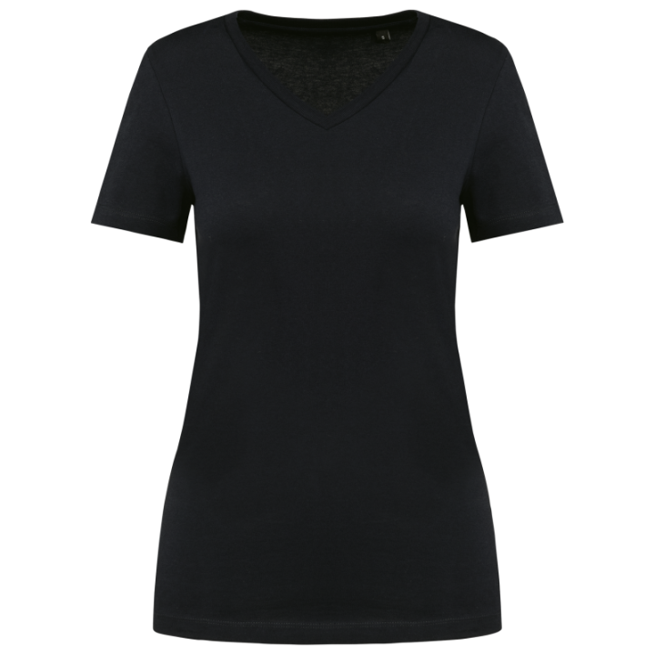 T-shirt femme coton Supima col V manches courtes