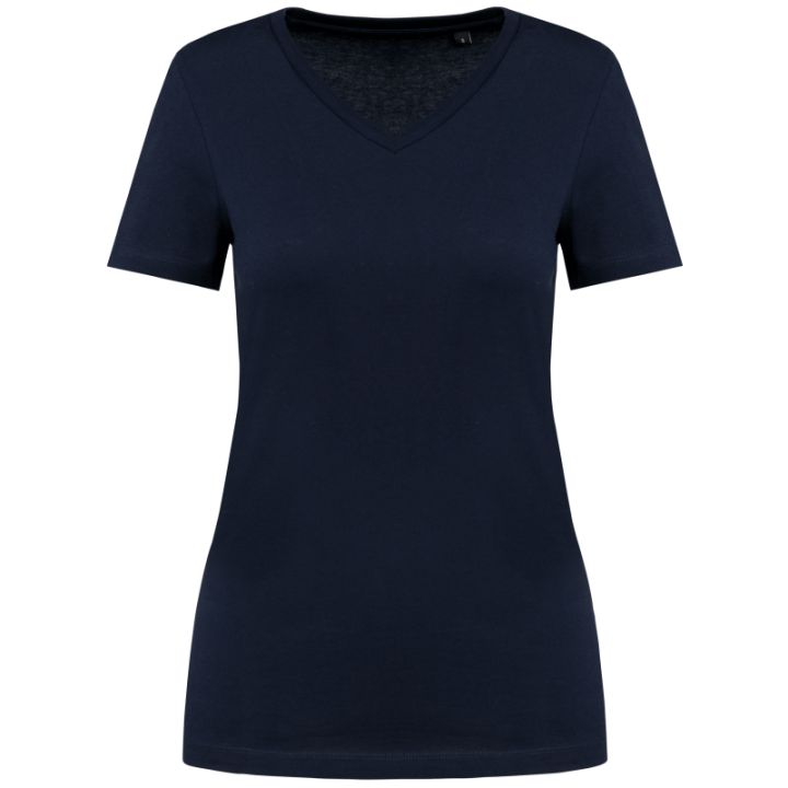 T-shirt femme coton Supima col V manches courtes