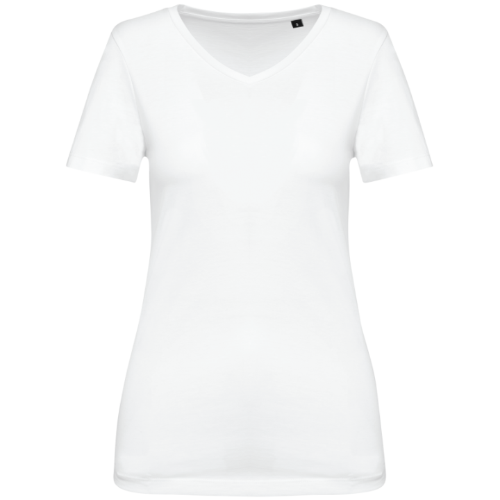 T-shirt femme coton Supima col V manches courtes