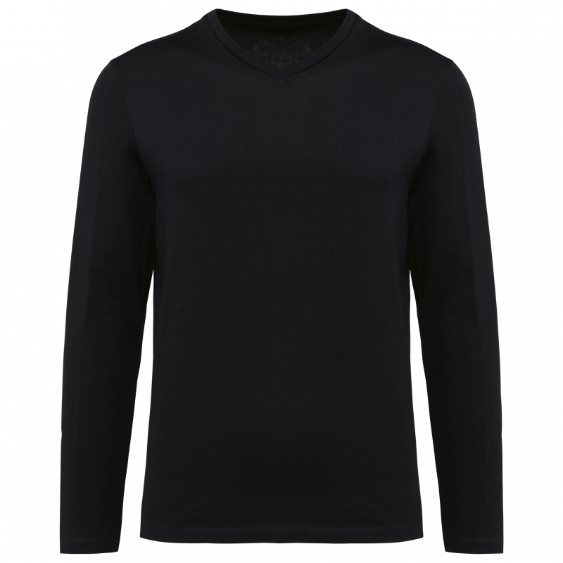 T-shirt coton Supima col V manches longues homme