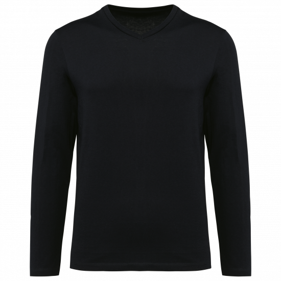 T-shirt coton Supima col V manches longues homme