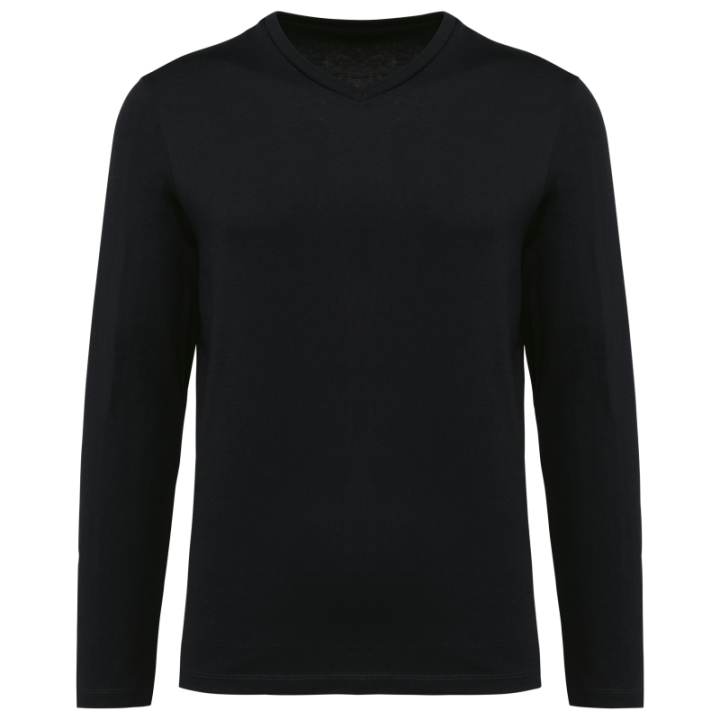 T-shirt coton Supima col V manches longues homme