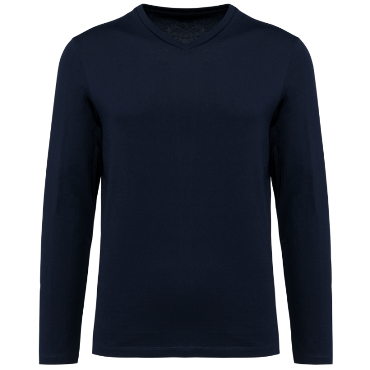 T-shirt coton Supima col V manches longues homme