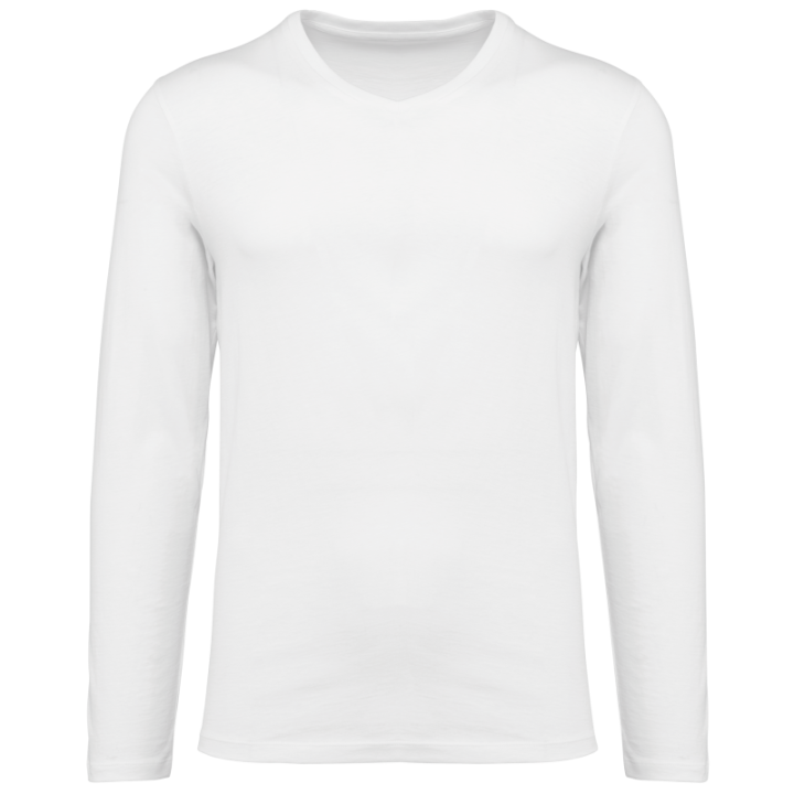T-shirt coton Supima col V manches longues homme