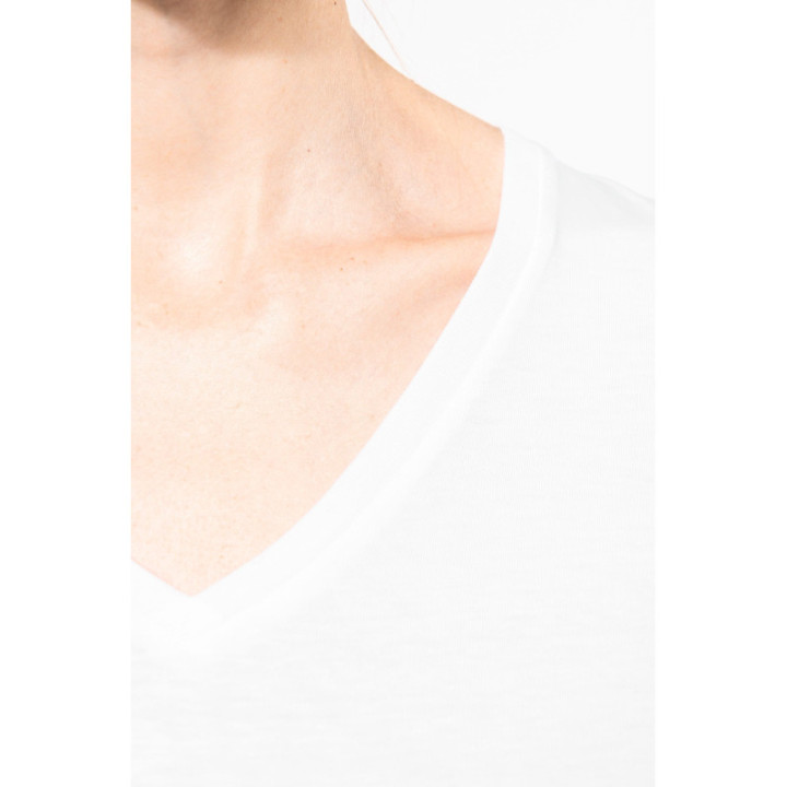 T-shirt coton Supima col V manches longues femme
