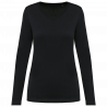 T-shirt coton Supima col V manches longues femme
