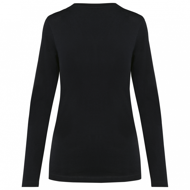 T-shirt coton Supima col V manches longues femme