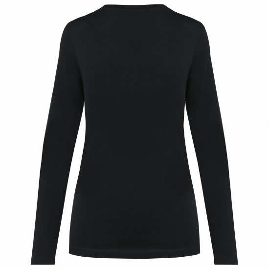 T-shirt coton Supima col V manches longues femme