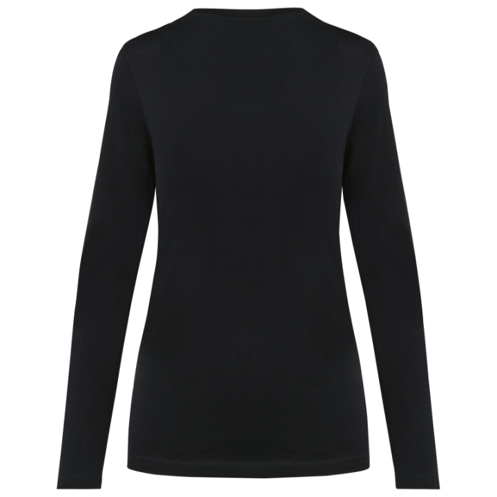 T-shirt coton Supima col V manches longues femme