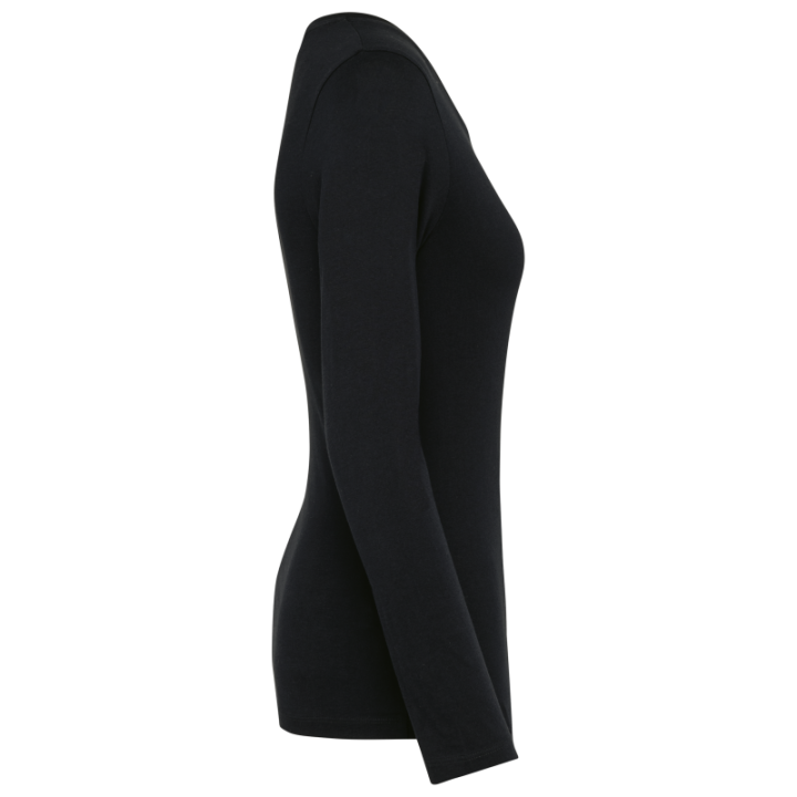 T-shirt coton Supima col V manches longues femme