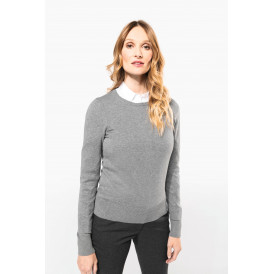 Pull femme en coton Supima, col rond, coupe élégante