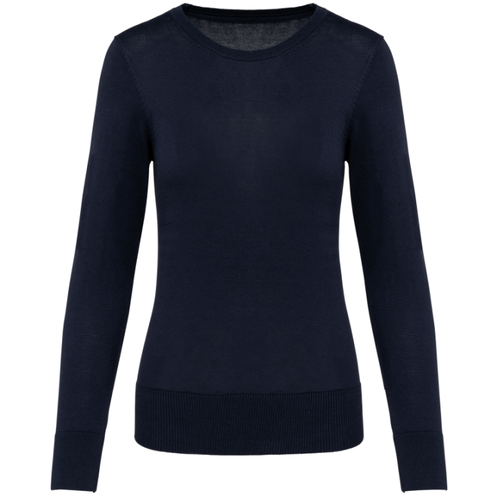 Pull femme en coton Supima, col rond, coupe élégante