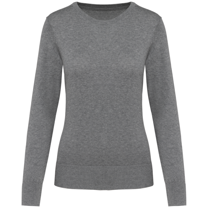 Pull femme en coton Supima, col rond, coupe élégante