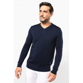 Pull en laine mérinos homme col v