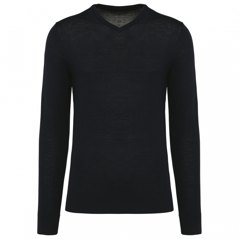 Pull en laine mérinos homme col v