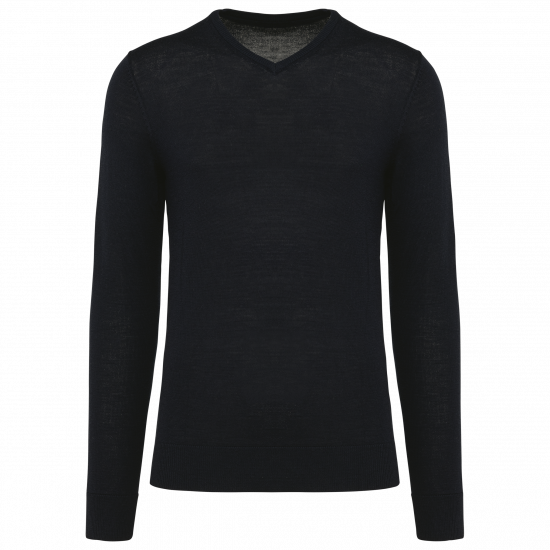 Pull en laine mérinos homme col v