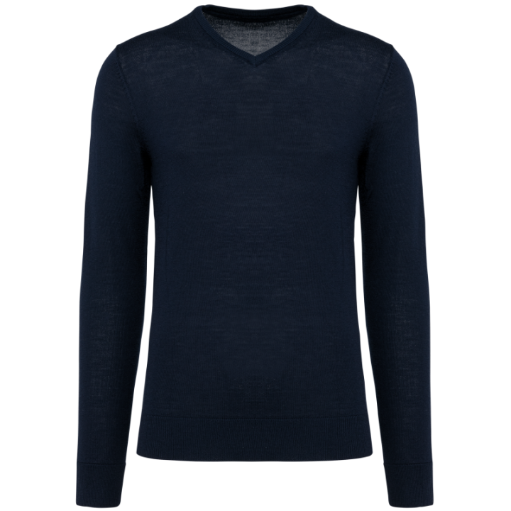 Pull en laine mérinos homme col v