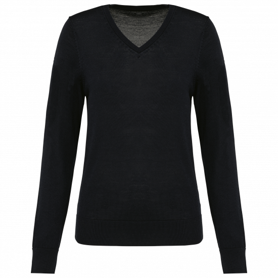 Pull mérinos col v femme