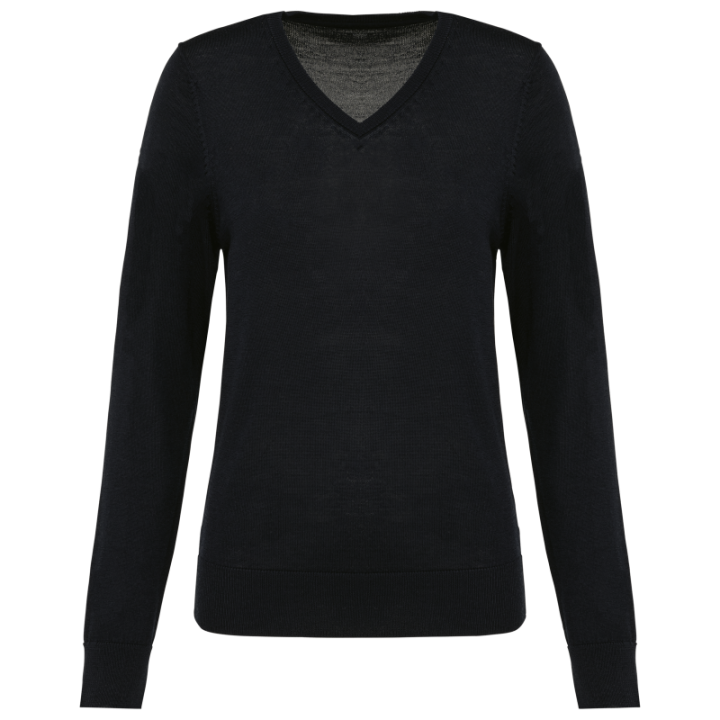 Pull mérinos col v femme