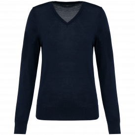 Pull mérinos col v femme