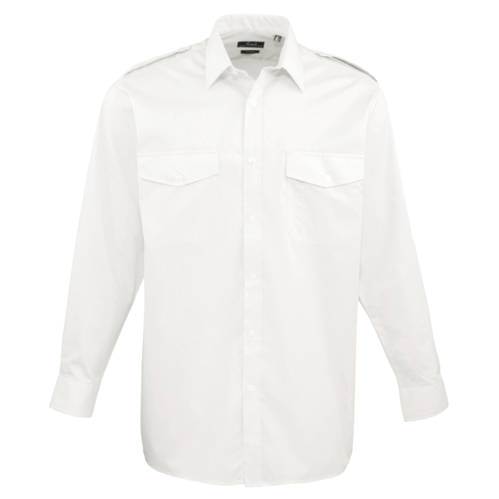 Chemise pilote à épaulettes manches longues