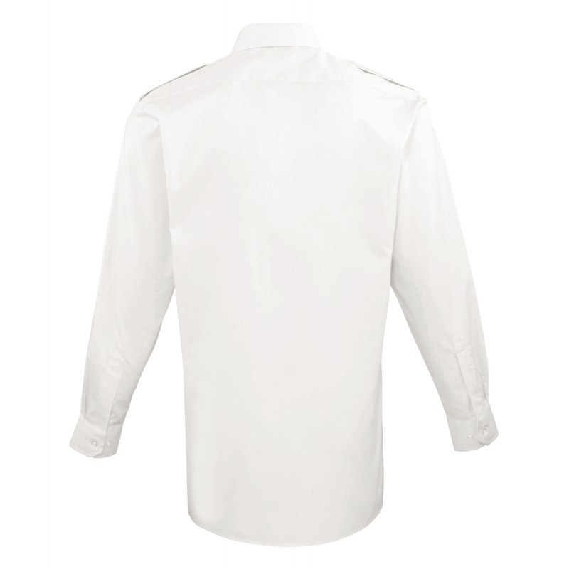 Chemise pilote à épaulettes manches longues