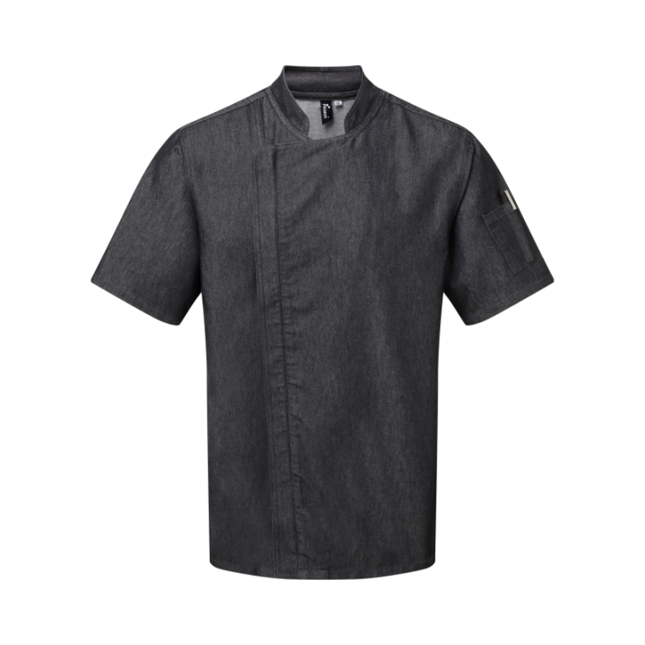 Veste chef cuisinier à fermeture zip tissu denim