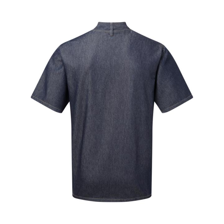 Veste chef cuisinier à fermeture zip tissu denim