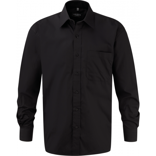Chemise popeline coton pointes de col à baleines renforcées