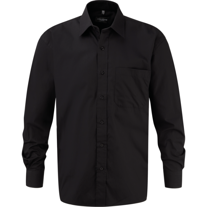 Chemise popeline coton pointes de col à baleines renforcées