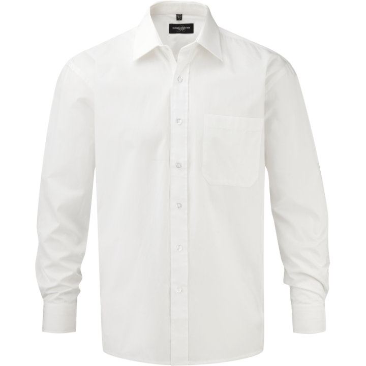 Chemise popeline coton pointes de col à baleines renforcées