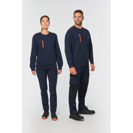 Sweat-shirt zip poche contrasté unisexe