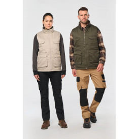 Gilet polycoton multipoches rembourré unisexe