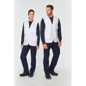 Gilet polycoton multipoches doublé unisexe