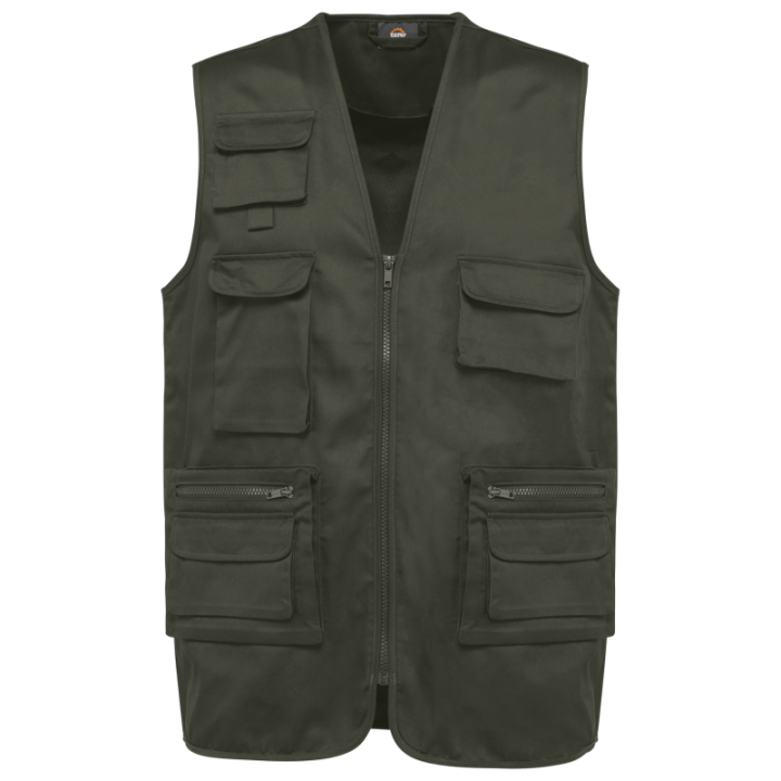 Gilet polycoton multipoches doublé unisexe