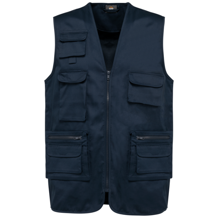 Gilet polycoton multipoches doublé unisexe