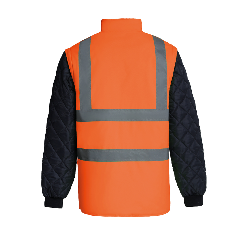 Veste matelassée haute visibilité avec manches détachables Veste matelassée haute visibilité avec manches détachables