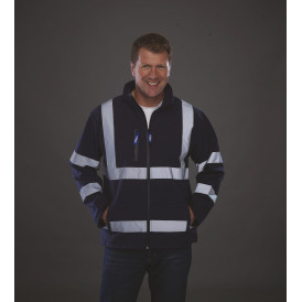 Veste Softshell marine avec bandes rétro-réfléchissantes