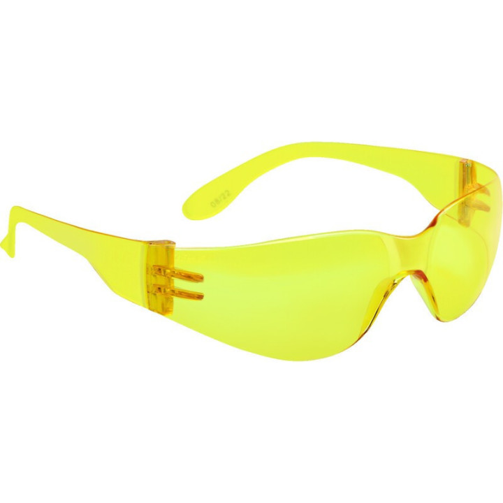 Boîte de 10 paires de lunettes monobloc en polycarbonate jaune