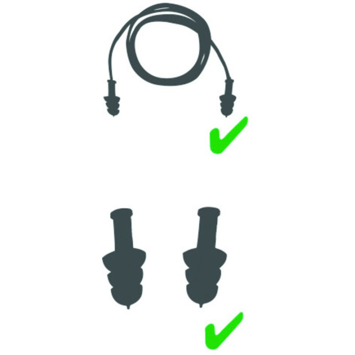 Boite 100 paires de bouchons d'oreilles réutilisables en silicone avec cordon pvc