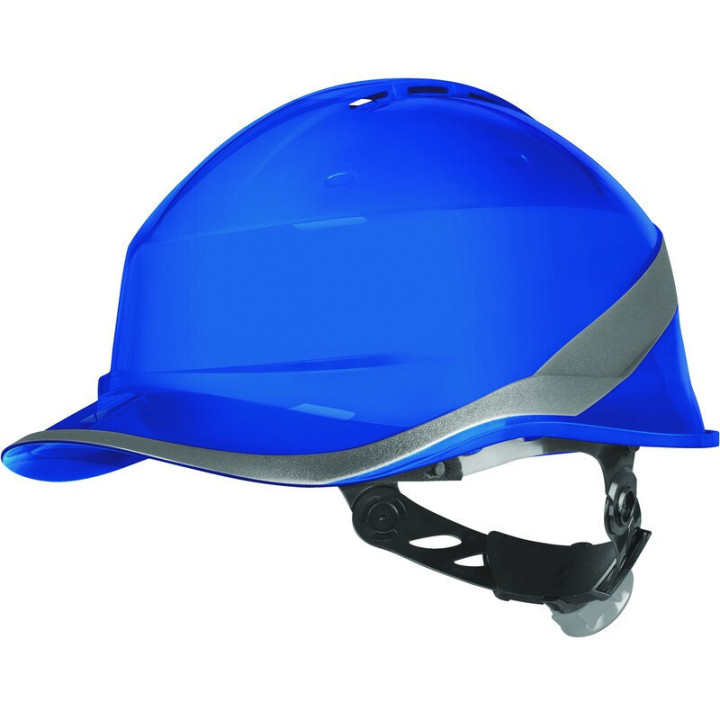 Casque de chantier ventilé forme casquette baseball serrage rotor